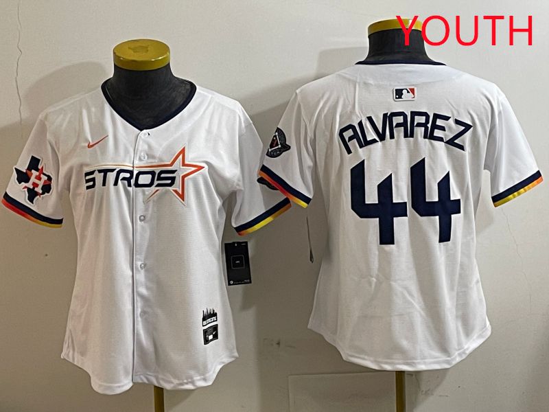 Youth Houston Astros #44 Alvarez White three generations Joint Name Nike 2025 MLB Jersey style 9